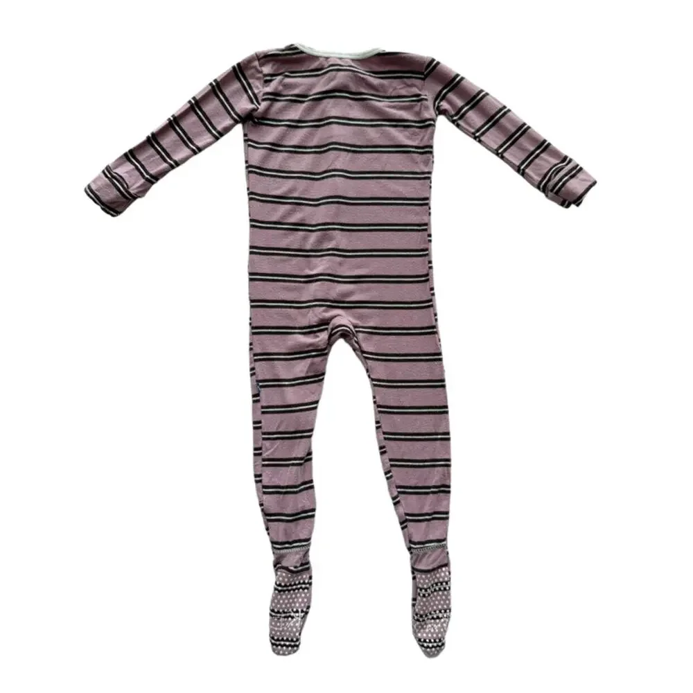 Kickee Pants Footie Sleeper In Elderberry Kenya Stripe